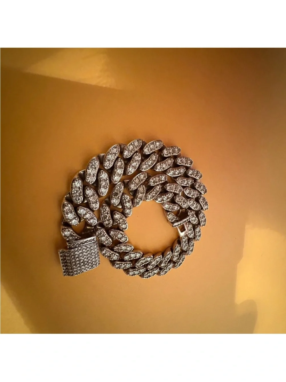Macy's Silver Cubic Zirconia Curb Link Bracelet - White Crystal